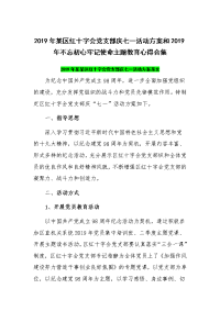 2019年某区红十字会党支部庆七一活动方案和2019年不忘初心牢记使命主题教育心得合集