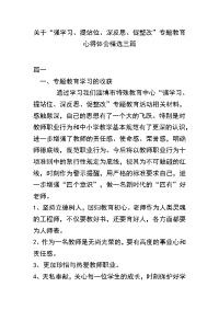 关于“强学习、提站位、深反思、促整改”专题教育心得体会精选三篇