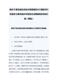 镇关于海岛地区改善水质续建饮水工程的可行性报告与落实城乡环境综合治理现场会情况汇报（两篇）