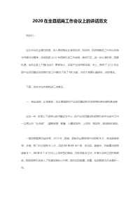 2020在全县招商工作会议上的讲话范文