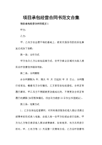 项目承包经营合同书范文合集