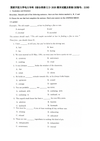 国家开放大学电大专科《综合英语(1)》2020期末试题及答案(试卷号：2158)
