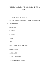 《大国崛起中国对外贸易概论》期末考试题与答案