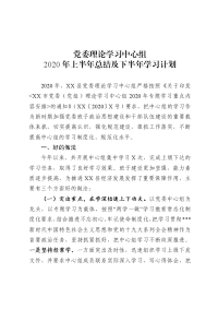 党委理论学习中心组2019年上半年总结及下半年学习计划