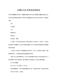 正规公司正式劳动合同范本