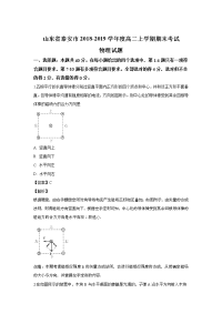 2018-2019学年山东省泰安市高二上学期期末考试物理试题 解析版