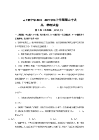 2018-2019学年云南省云天化中学高二上学期期末考试物理试题 Word版