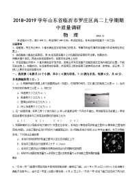 2018-2019学年山东省临沂市罗庄区高二上学期期中质量调研物理试题 Word版