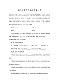 项目投资合作协议范本3篇
