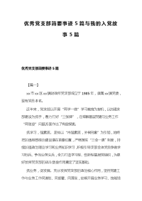 优秀党支部简要事迹5篇与我的入党故事5篇