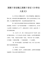 国旗下讲话稿之国旗下讲话《小举动 大意义》