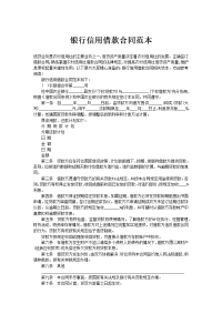 银行信用借款合同范本