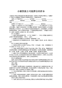 小额贷款公司抵押合同样本