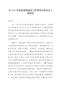 在2020年县委党的建设工作领导小组会议上的讲话