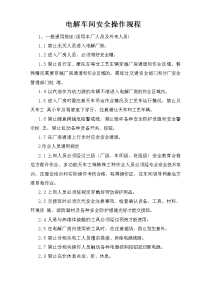 电解车间安全操作规程