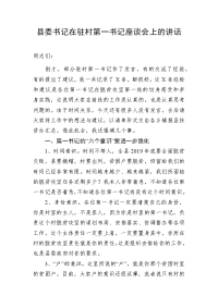 县委书记在驻村第一书记座谈会上的讲话