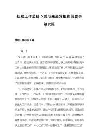 挂职工作总结5篇与先进党组织简要事迹六篇