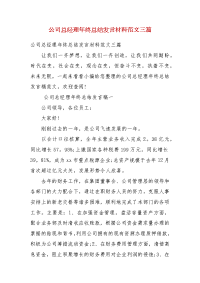 【精选】公司总经理年终总结发言材料范文三篇