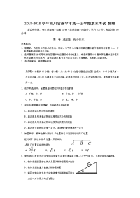 2018-2019学年四川省遂宁市高一上学期期末考试 物理