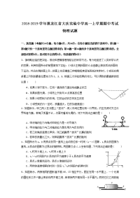 2018-2019学年黑龙江省大庆实验中学高一上学期期中考试物理试题