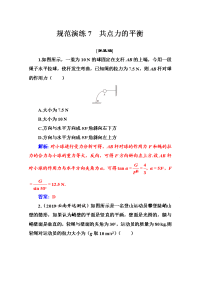 2021高考物理（选择性考试）人教版一轮规范演练：7 共点力的平衡