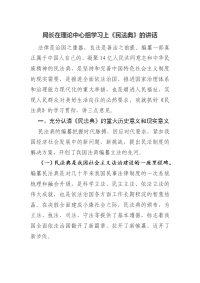 局长在理论中心组学习上《民法典》的讲话