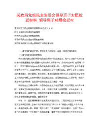 民政局党组民主生活会领导班子对照检查材料_领导班子对照检查材