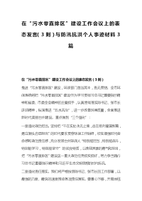 在“污水零直排区”建设工作会议上的表态发言（3则）与防汛抗洪个人事迹材料3篇