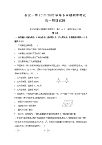 山东省泰安一中2019-2020学年高一下学期期中考试物理试题