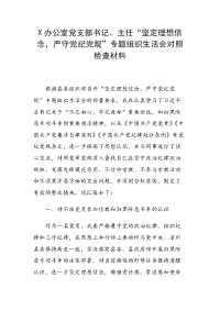 X办公室党支部书记、主任“坚定理想信念，严守党纪党规”专题组织生活会对照检查材料