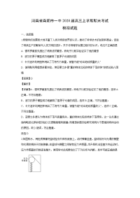 【物理】河南省南阳市一中2020届高三上学期期末考试模拟试题（解析版）