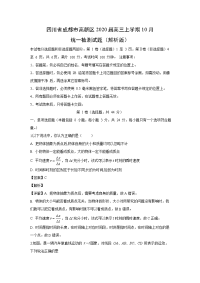 【物理】四川省成都市高新区2020届高三上学期10月统一检测试题（解析版）