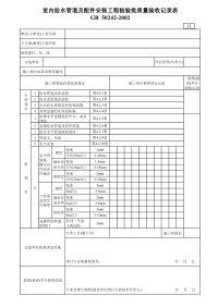 室内给水管道及配件安装工程检验批质量验收记录表