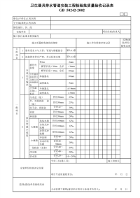 卫生器具排水管道安装工程检验批质量验收记录表