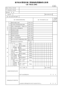 室外给水管道安装工程检验批质量验收记录表