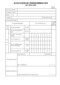 室内消火栓系统安装工程检验批质量验收记录表