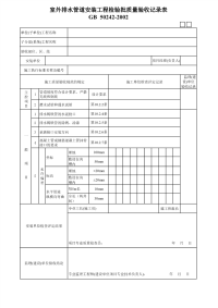 室外排水管道安装工程检验批质量验收记录表