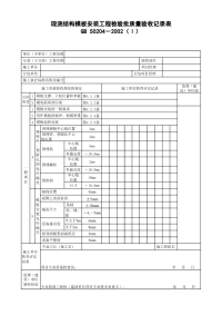 现浇结构模板安装工程检验批质量验收记录表