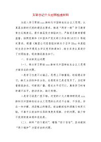 精编支部书记个人对照检查材料（二）