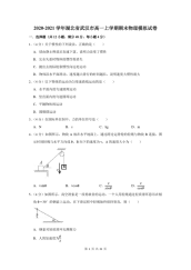 2020-2021学年湖北省武汉市高一上学期期末物理模拟试卷及答案解析