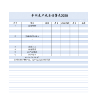 车间生产成本估算表