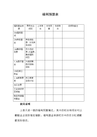 福利预算表模板