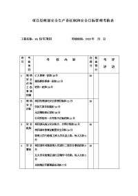 项目经理部安全生产责任制和安全目标管理考核表