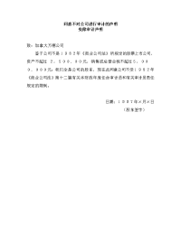 同意不对公司进行审计的声明