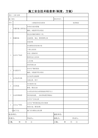 施工安全技术检查表(制度、方案)