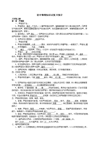中考总复习初中物理基础知识点总结填空带答案