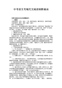 中考语文考现代文阅读高分制胜秘诀