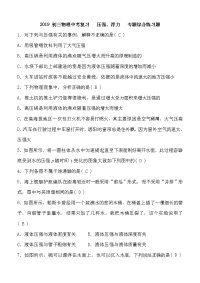 初三物理中考复习   压强浮力 专题综合练习题 含答案