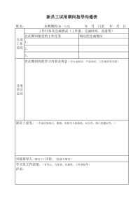 新员工试用期间指导沟通表
