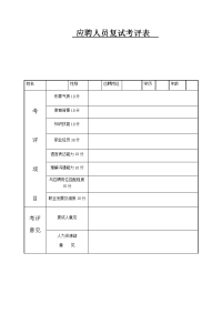 应聘人员复试考评表